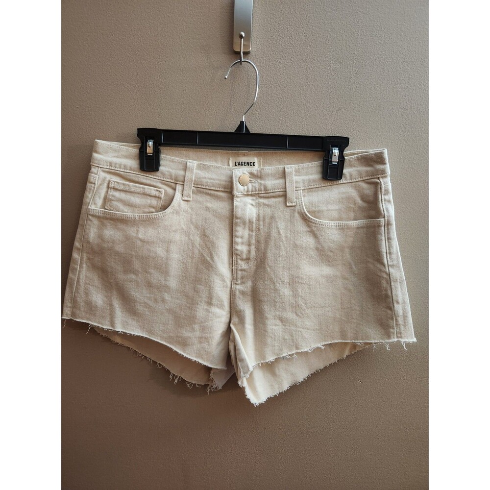 L'Agence Zoe Shorts Cut Off Cream Beige Ivory Size 30